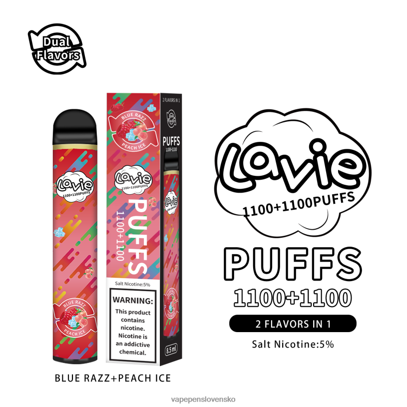 80N26298 Vape Slovensko - modrý razz/broskyňový ľad LAVIE BAR Switch 2200 ťahov
