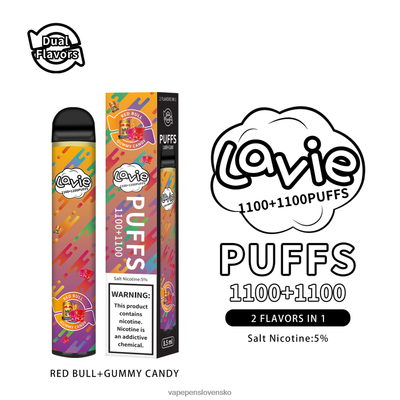 80N26299 Vape Cigareta - red bull/gumové cukríky LAVIE BAR Switch 2200 ťahov