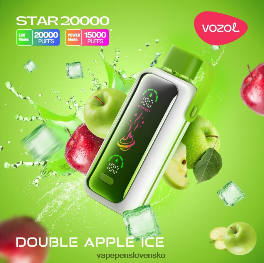 Vape Cigareta Z62L8N7 dvojitý jablkový ľad VOZOL STAR 20 000