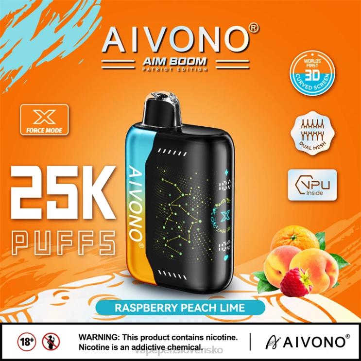 Aivono AIM BOOM 25 000 malina broskyňa limetka - LD0D2350 Vape Cigareta