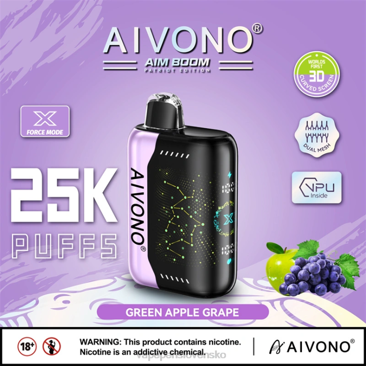 Aivono AIM BOOM 25 000 zelené jablko hrozno - LD0D2346 Vape Slovensko