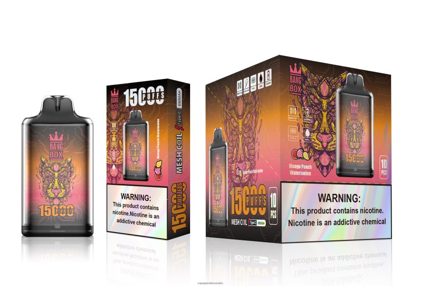 Vape Bez Nikotinu 2PX062107 mango broskyňa vodný melón - Bang Box s1-15000 potiahnutí