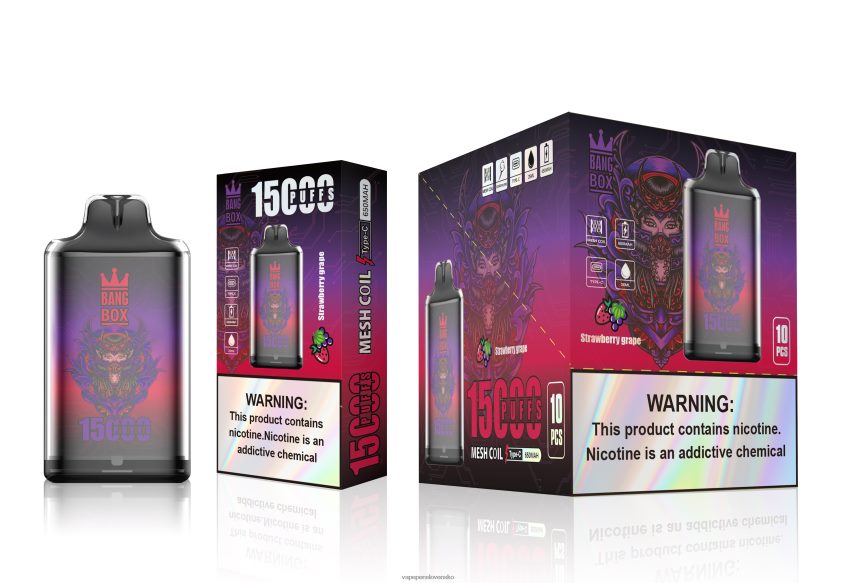 Vape Bez Nikotinu 2PX062111 jahodové hrozno - Bang Box s1-15000 potiahnutí