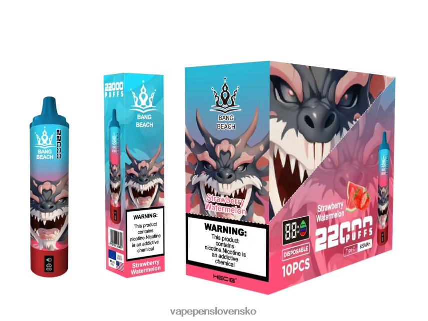 Vape Bez Nikotinu 2PX06223 jahodový melón - Bang Beach Inteligentná obrazovka s 22 000 ťahmi