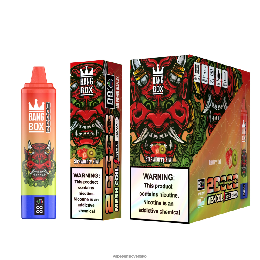 Vape Bez Nikotinu 2PX06251 jahodové kiwi - Bang Box Inteligentná obrazovka s 20 000 ťahmi