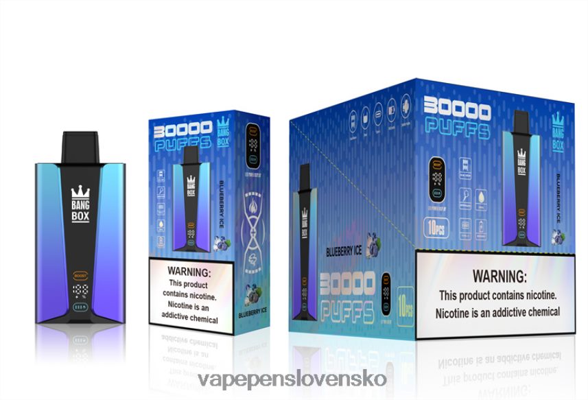 Vape Bez Nikotinu 2PX06279 čučoriedkový ľad - Bang Box Inteligentná obrazovka s 30 000 ťahmi