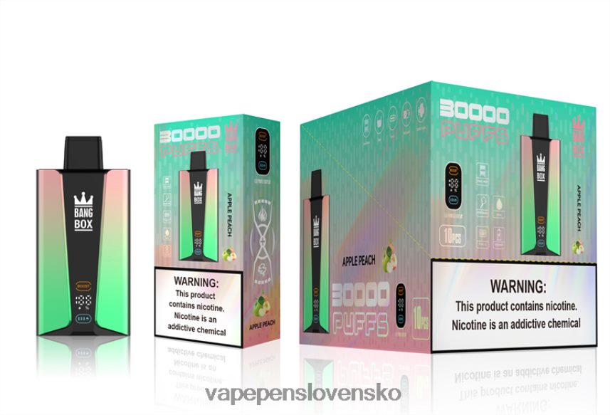 Vape Bez Nikotinu 2PX06283 jablko broskyňa - Bang Box Inteligentná obrazovka s 30 000 ťahmi