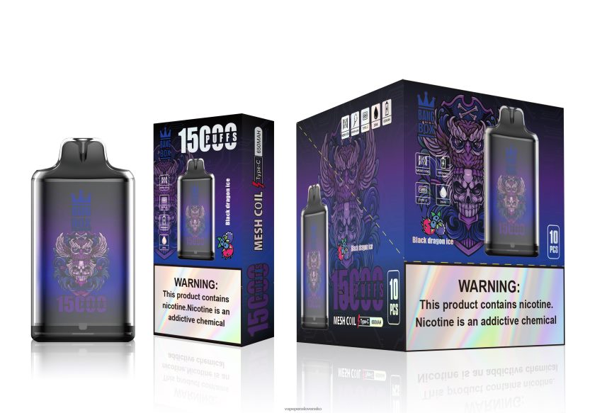 Vape Cigareta 2PX062110 čierny drak ľad - Bang Box s1-15000 potiahnutí
