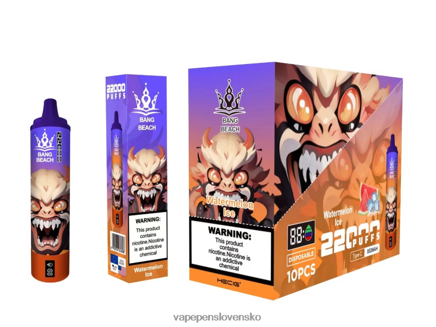 Vape Cigareta 2PX06222 melónový ľad - Bang Beach Inteligentná obrazovka s 22 000 ťahmi