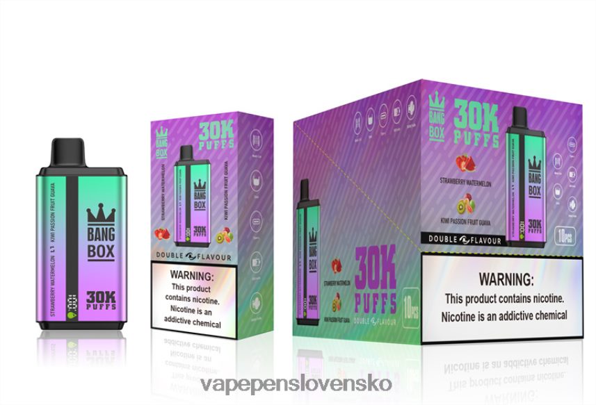 Vape Cigareta 2PX06270 jahodový melón a guava z kiwi marakuj - Bang Box 30 000 ťahov s dvoma príchuťami