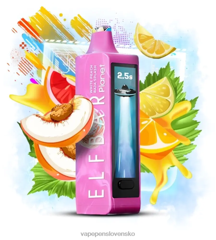 Vape Cigareta X2TJ020 - biela broskyňa baja splash Elf Bar Planet 25 000