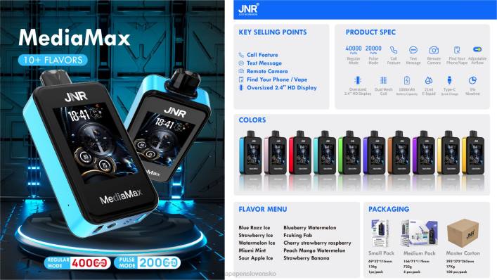 Vape Cigareta kyslý jablkový ľad - JNR MediaMax 40 tis JT4020