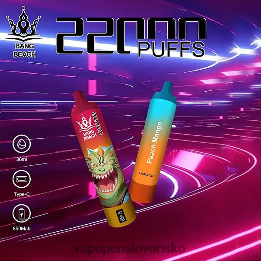 Vape Shop Bratislava 2PX06224 broskyňa mango - Bang Beach Inteligentná obrazovka s 22 000 ťahmi