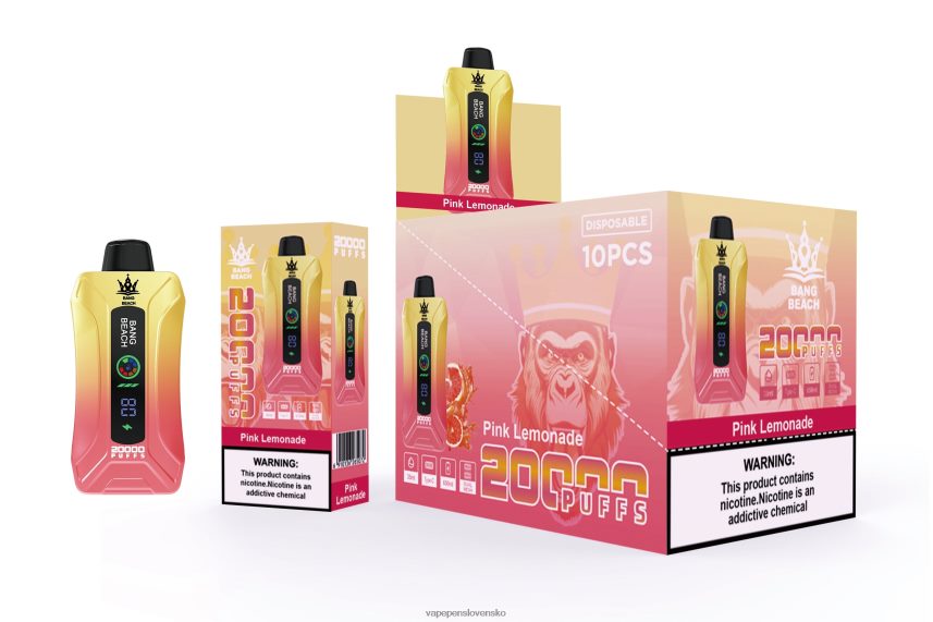 Vape Shop Bratislava 2PX0624 ružová limonáda - Bang Beach 20 000 potiahnutí inteligentnou obrazovkou