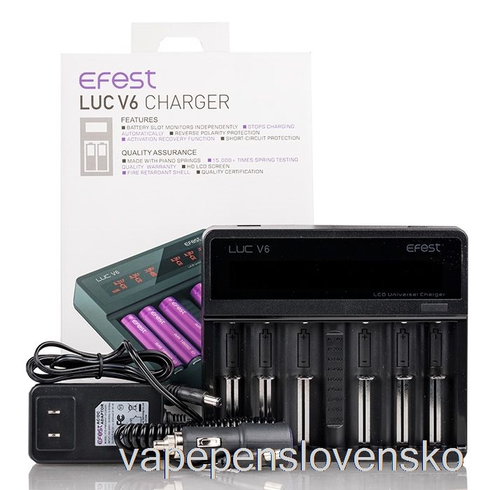Efest Luc V6 6-šachtové Lcd Univerzálne Nabíjacie Pero