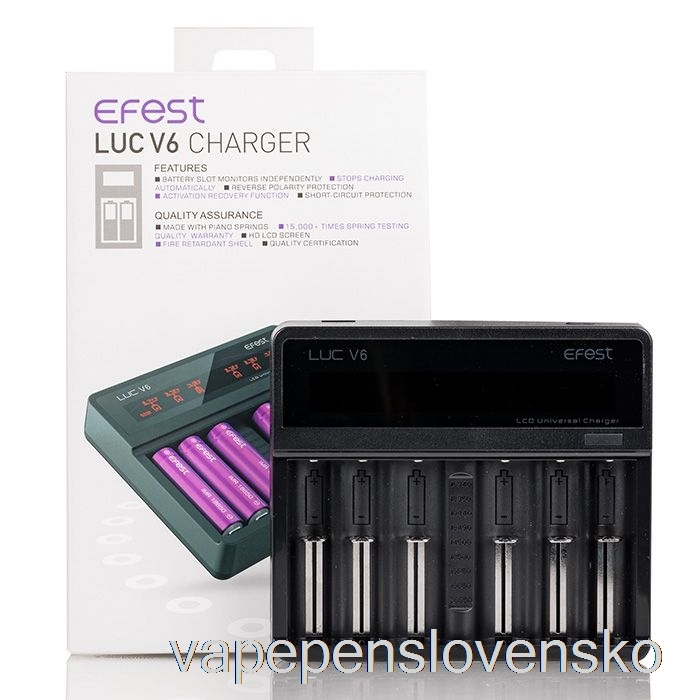 Efest Luc V6 6-šachtové Lcd Univerzálne Nabíjacie Pero
