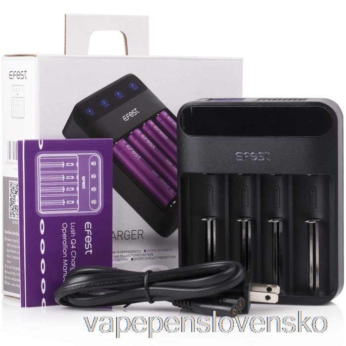 Efest Lush Q4 4-šachtová Inteligentná LED Nabíjačka Batérií Vape Cigareta